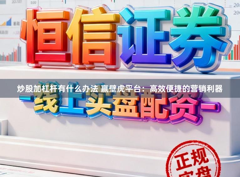 炒股加杠杆有什么办法 赢壁虎平台:高效便捷的营销利器